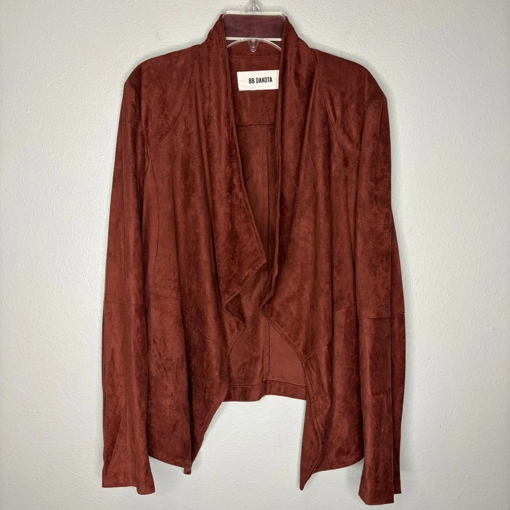 BB Dakota‎ Faux Suede Drape Jacket Med (No Tag) Cherrywood Chic Western Boho EUC - Picture 3 of 10